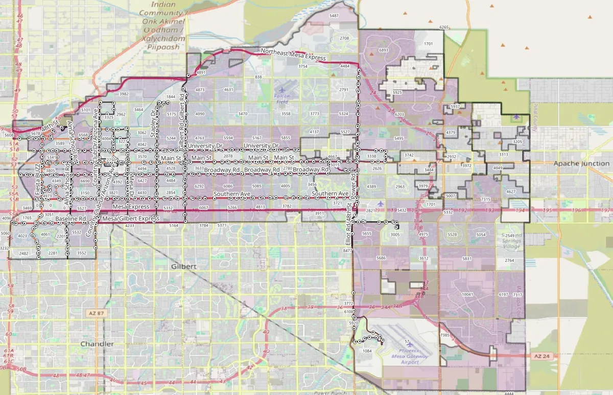 Existing routes and stops